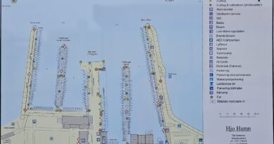 Detaljerad kartbild över Hjo hamn.