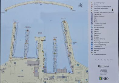 Detaljerad kartbild över Hjo hamn.